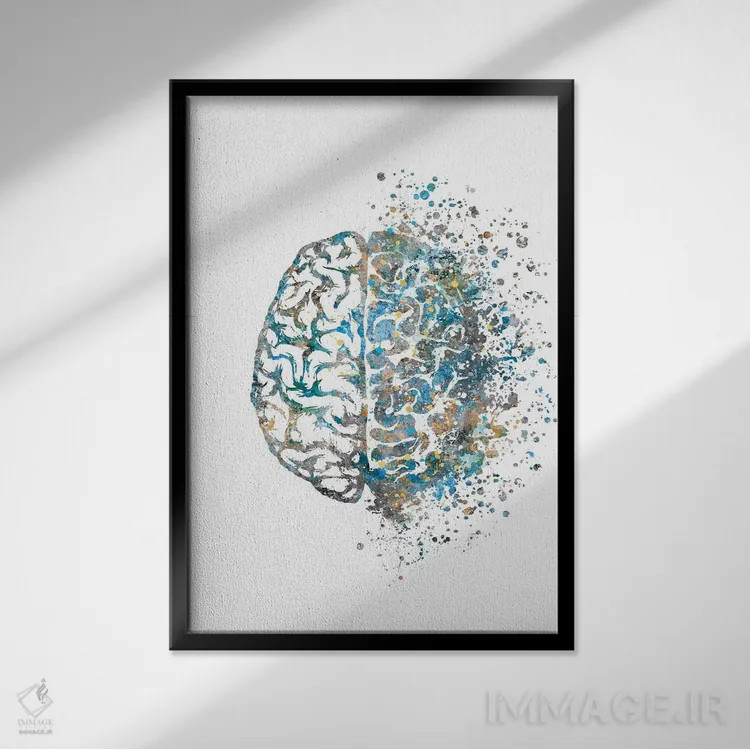 تابلو دکوراتیو مغز اثر جنفی آرت - نمای قابدار مشکی