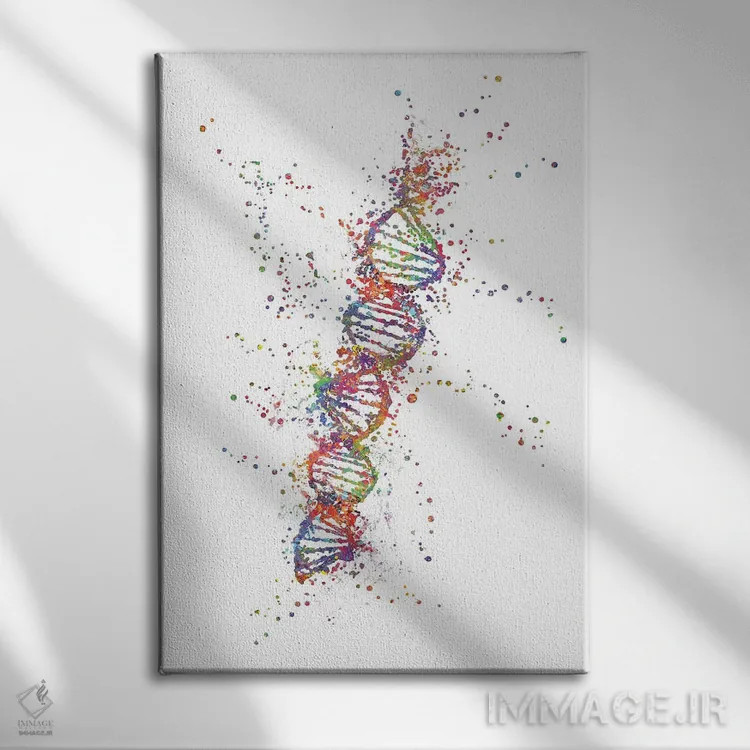 تابلو انتزاعی دی ان ای اثر جنفی آرت - نمای روبهرو روی دیوار