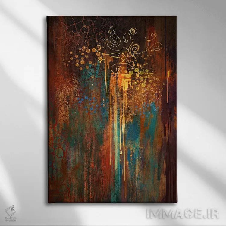 تابلو انتزاعی رشد اثر گرندفیلر - نمای روبهرو روی دیوار