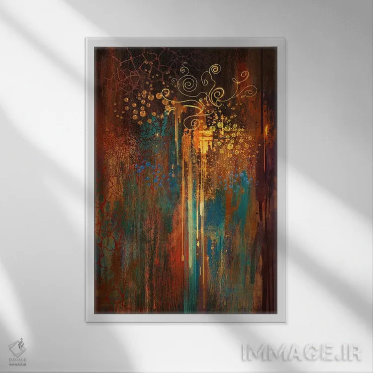 تابلو انتزاعی رشد اثر گرندفیلر - نمای قابدار سفید