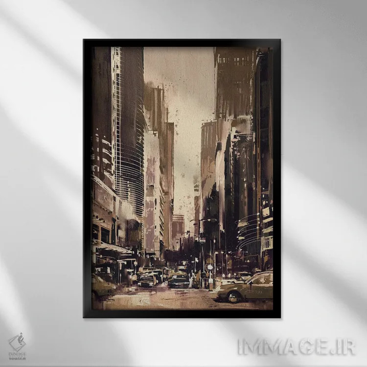 تابلو دکوراتیو خیابان شهر اثر گرندفیلر - نمای قابدار مشکی