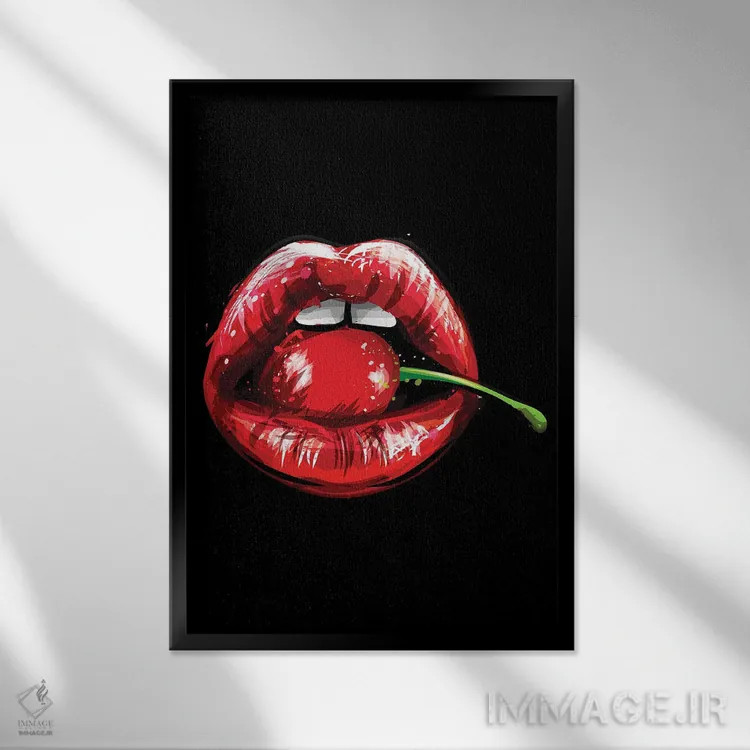 تابلو دکوراتیو لب ها ۴ اثر گب فرناندو - نمای قابدار مشکی