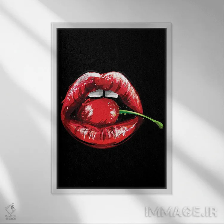 تابلو دکوراتیو لب ها ۴ اثر گب فرناندو - نمای قابدار سفید