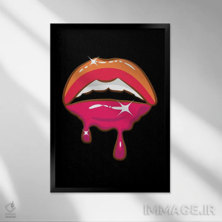تابلو دکوراتیو لب ها ۸ اثر گب فرناندو - نمای قابدار مشکی