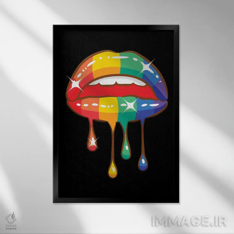 تابلو دکوراتیو لب ها ۹ اثر گب فرناندو - نمای قابدار مشکی