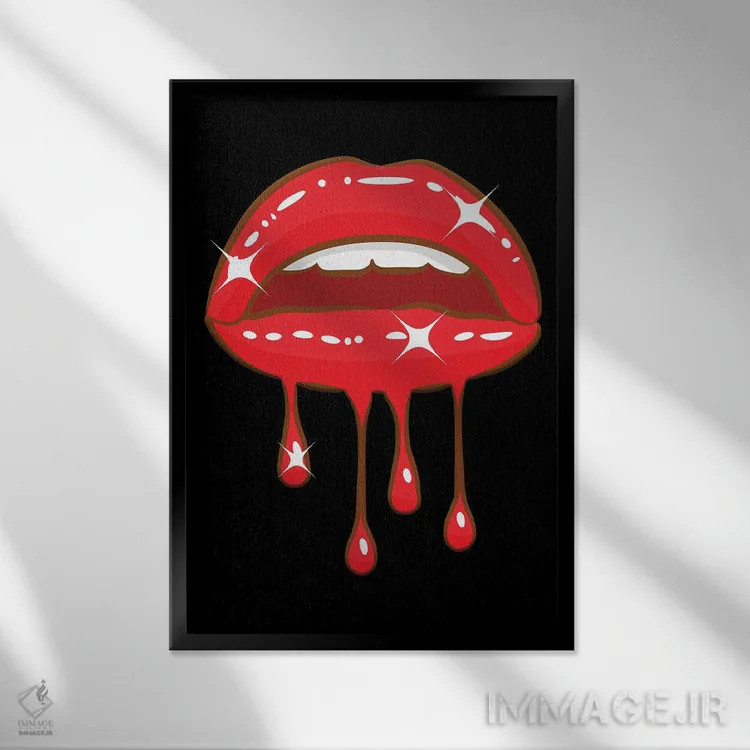 تابلو دکوراتیو لب ها ۱۰ اثر گب فرناندو - نمای قابدار مشکی