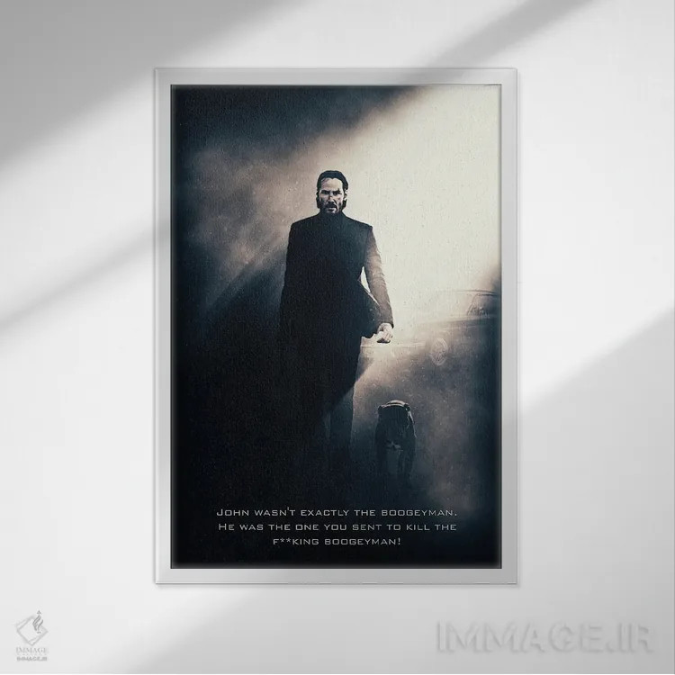 تابلو دکوراتیو عنوان جان ویک ۲ اثر گب فرناندو - نمای قابدار سفید