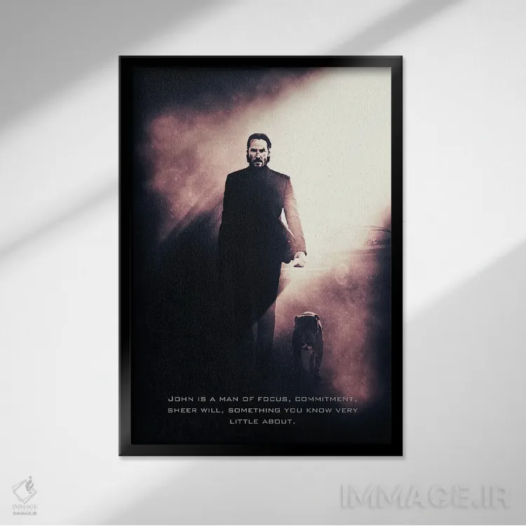 تابلو دکوراتیو عنوان جان ویک ۳ اثر گب فرناندو - نمای قابدار مشکی