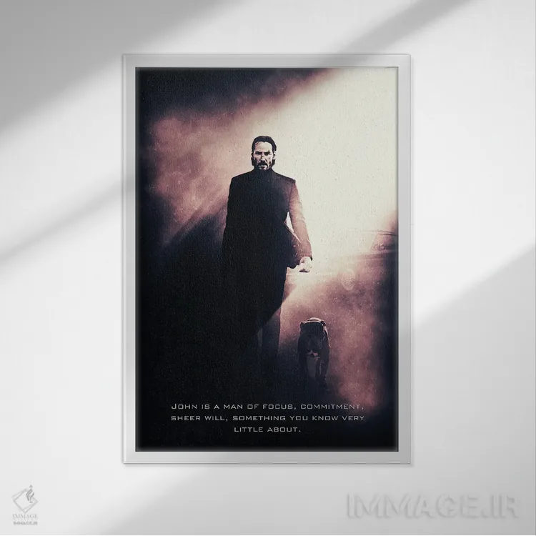 تابلو دکوراتیو عنوان جان ویک ۳ اثر گب فرناندو - نمای قابدار سفید