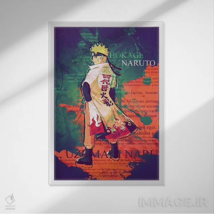 تابلو دکوراتیو پاشش رنگ ناروتو ۳ اثر گب فرناندو - نمای قابدار سفید