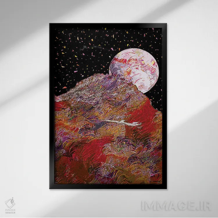 تابلو دکوراتیو ماه کامل ۴ اثر گب فرناندو - نمای قابدار مشکی