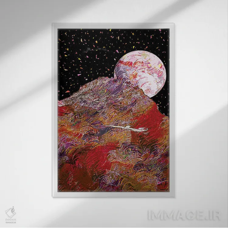 تابلو دکوراتیو ماه کامل ۴ اثر گب فرناندو - نمای قابدار سفید