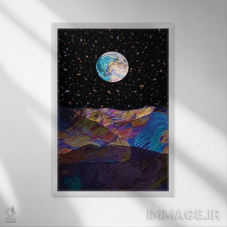 تابلو دکوراتیو ماه کامل ۵ اثر گب فرناندو - نمای قابدار سفید