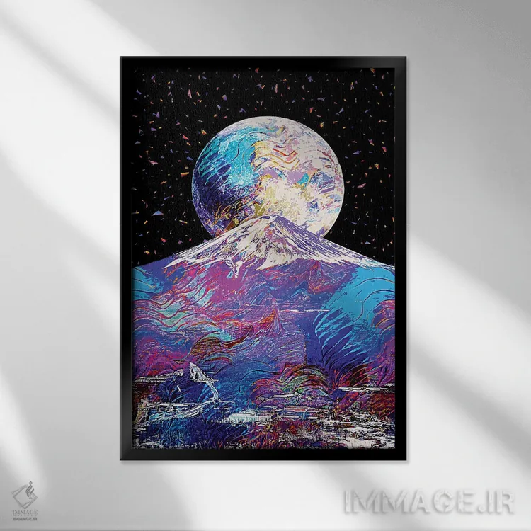 تابلو دکوراتیو ماه کامل ۱۵ اثر گب فرناندو - نمای قابدار مشکی