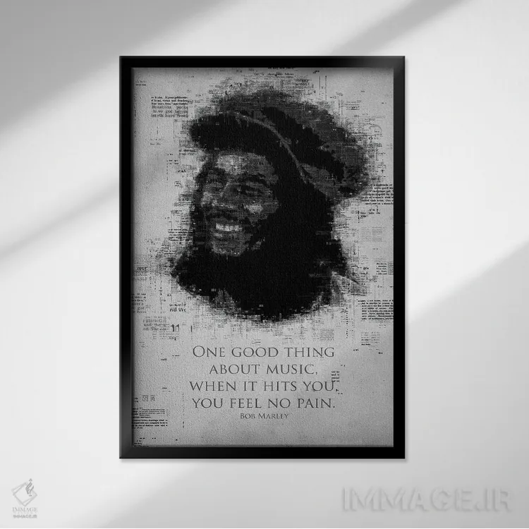 تابلو دکوراتیو باب مارلی اثر گب فرناندو - نمای قابدار مشکی