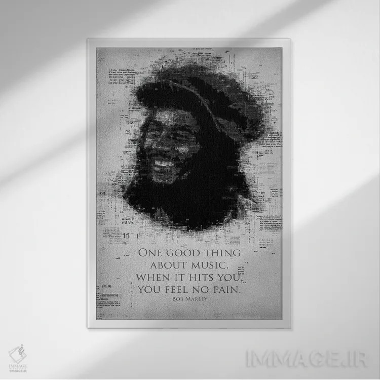 تابلو دکوراتیو باب مارلی اثر گب فرناندو - نمای قابدار سفید