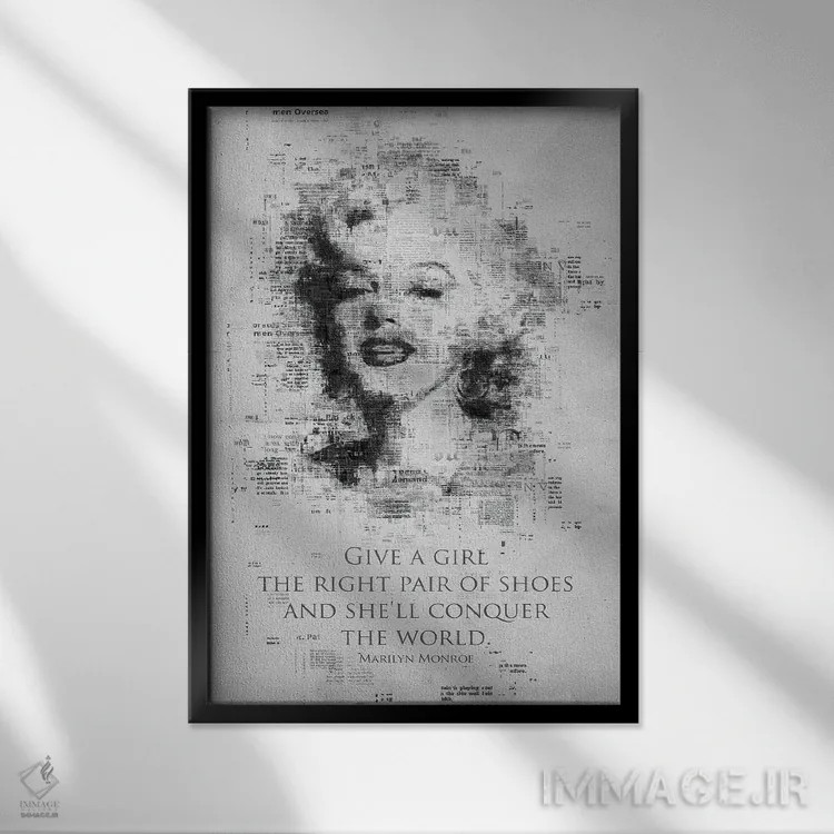 تابلو دکوراتیو مرلین مونرو اثر گب فرناندو - نمای قابدار مشکی
