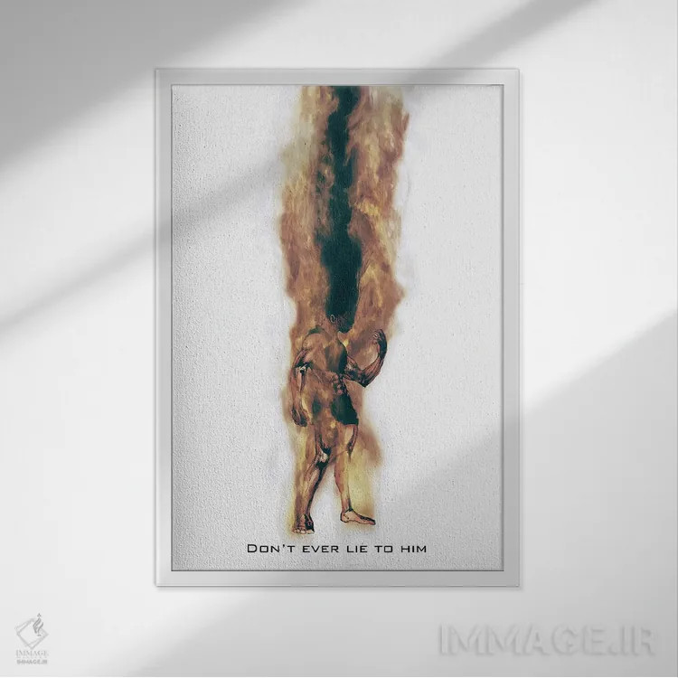 تابلو دکوراتیو گان روی دود اثر گب فرناندو - نمای قابدار سفید