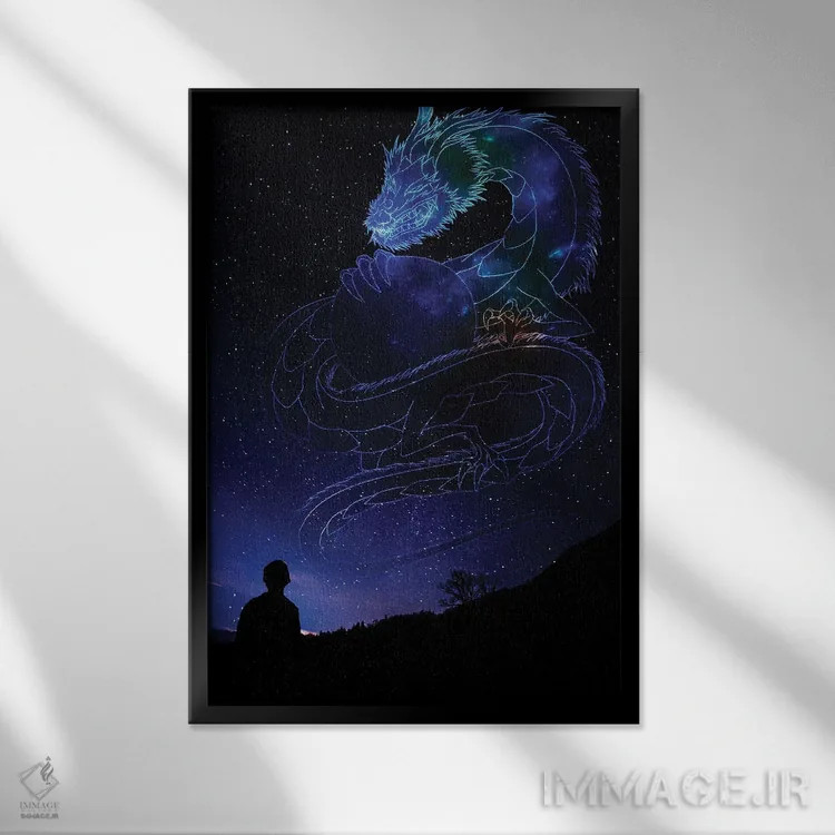 تابلو دکوراتیو اژدها اثر گب فرناندو - نمای قابدار مشکی