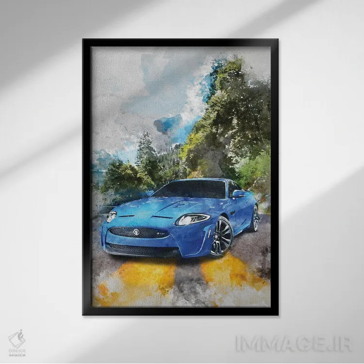 تابلو دکوراتیو جگوار XKR-S اثر گب فرناندو - نمای قابدار مشکی