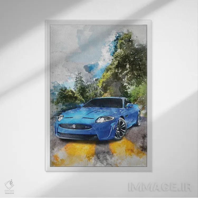تابلو دکوراتیو جگوار XKR-S اثر گب فرناندو - نمای قابدار سفید