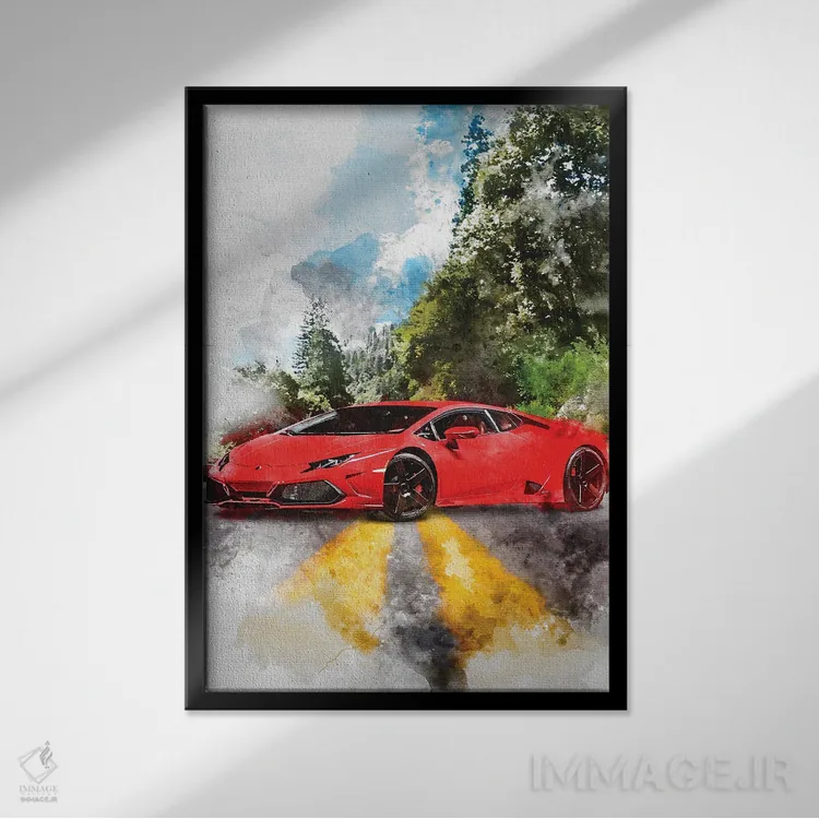 تابلو دکوراتیو لامبورگینی هوراکان اثر گب فرناندو - نمای قابدار مشکی