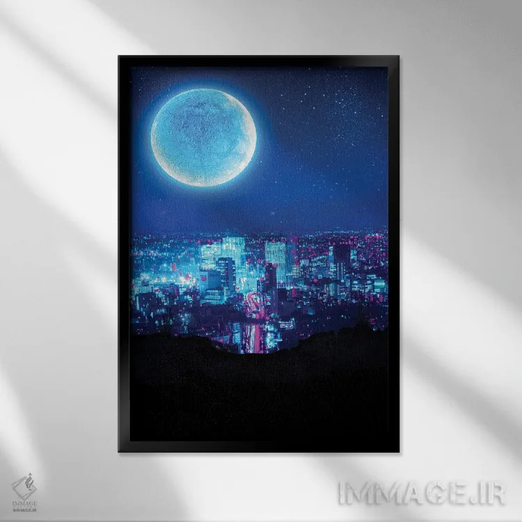 تابلو دکوراتیو شب شهر اثر گب فرناندو - نمای قابدار مشکی