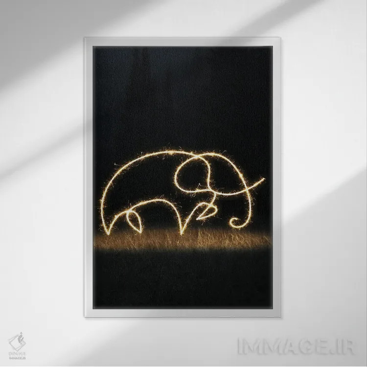 تابلو مینیمال فیل اثر گب فرناندو - نمای قابدار سفید