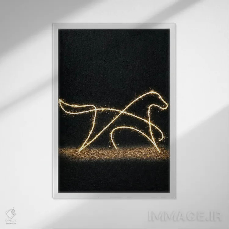 تابلو مینیمال اسب اثر گب فرناندو - نمای قابدار سفید