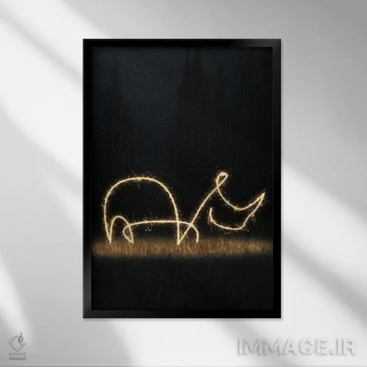 تابلو مینیمال کرگدن اثر گب فرناندو - نمای قابدار مشکی