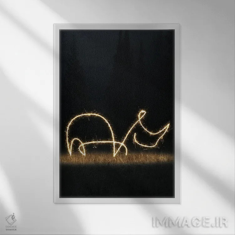 تابلو مینیمال کرگدن اثر گب فرناندو - نمای قابدار سفید