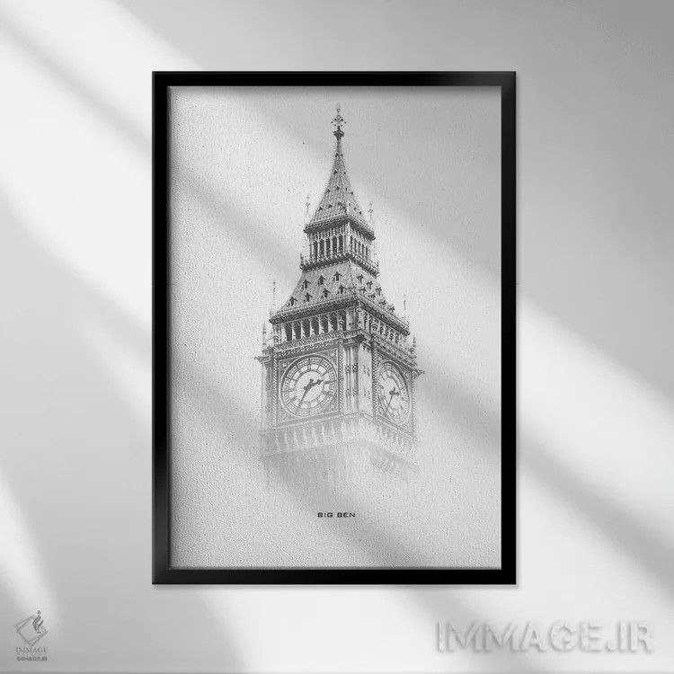 تابلو دکوراتیو بیگ بن اثر گب فرناندو - نمای قابدار مشکی