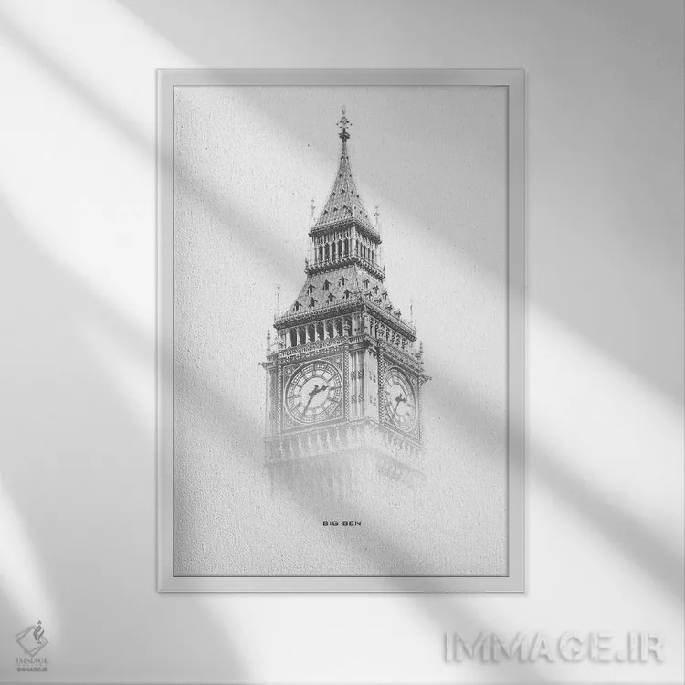 تابلو دکوراتیو بیگ بن اثر گب فرناندو - نمای قابدار سفید