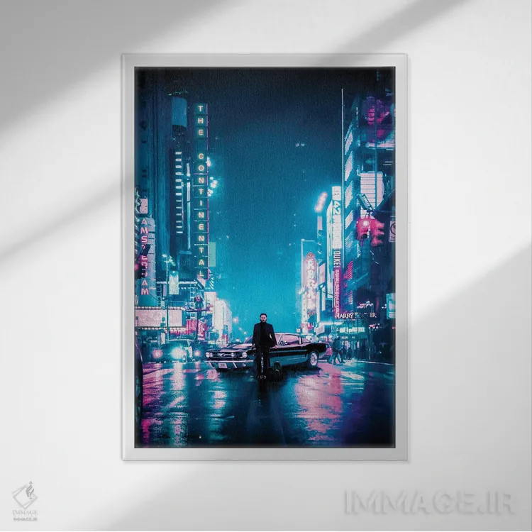 تابلو دکوراتیو جان ویک؛ کانتیننتال اثر گب فرناندو - نمای قابدار سفید