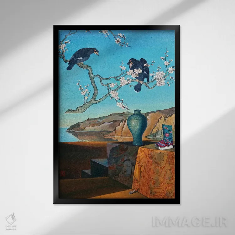 تابلو دکوراتیو زمان II اثر گوئیگن ژا - نمای قابدار مشکی