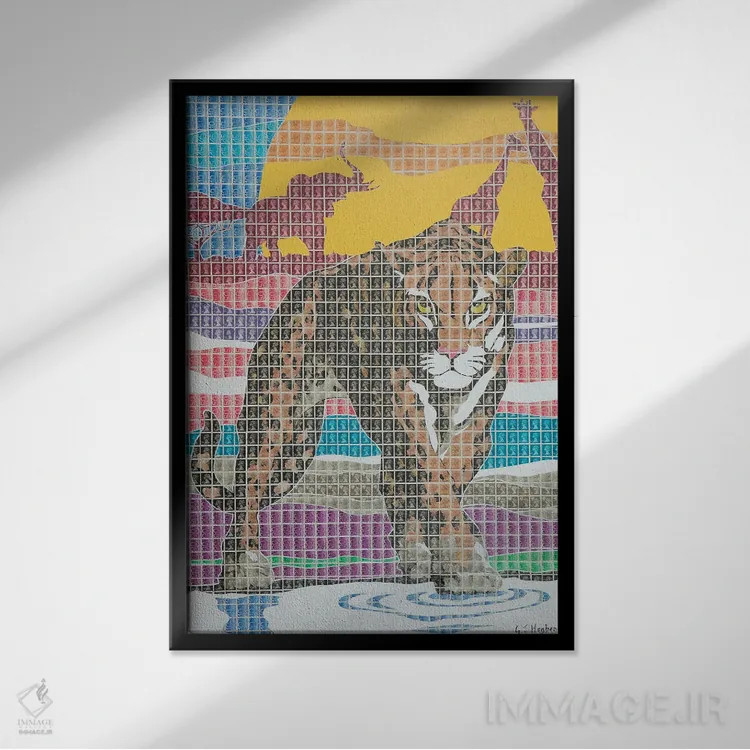 تابلو دکوراتیو سافاری آفریقایی اثر گری هاگبن - نمای قابدار مشکی