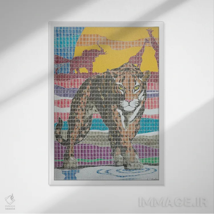 تابلو دکوراتیو سافاری آفریقایی اثر گری هاگبن - نمای قابدار سفید