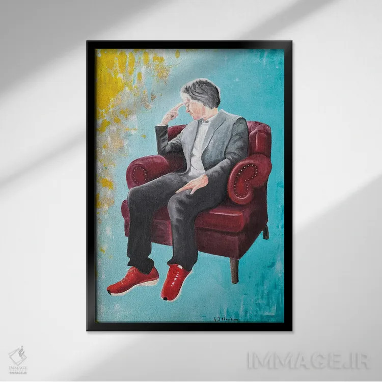 تابلو دکوراتیو اندیشمند اثر گری هاگبن - نمای قابدار مشکی