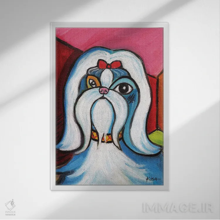 تابلو دکوراتیو شیه تزو پیکاسو اثر گرچن کیش سرانو - نمای قابدار سفید