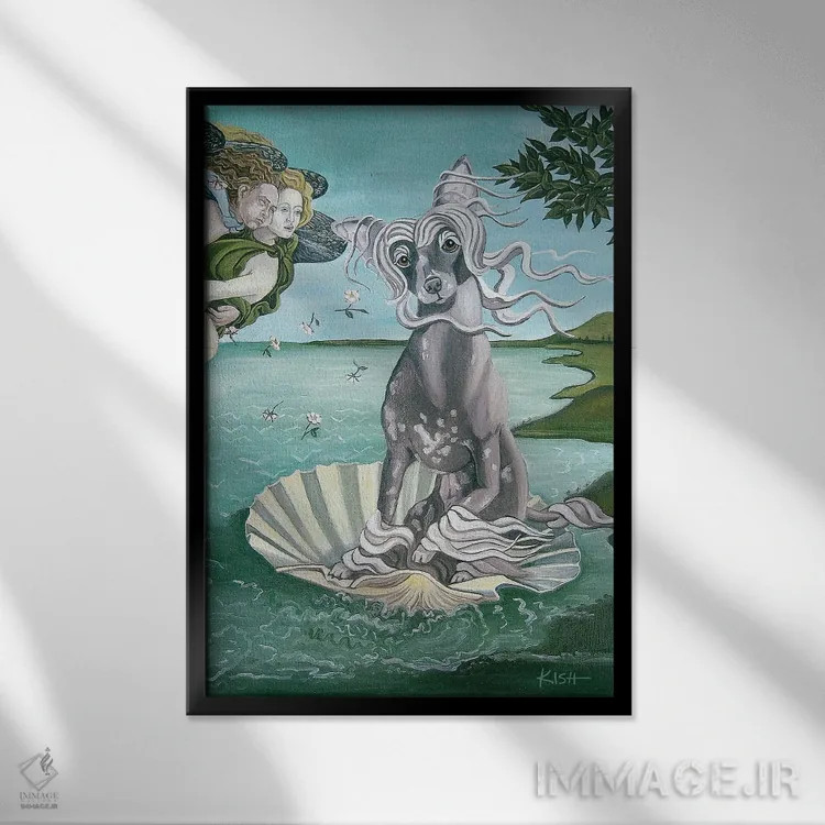 تابلو دکوراتیو تولد چاینیز کرستد اثر گرچن کیش سرانو - نمای قابدار مشکی