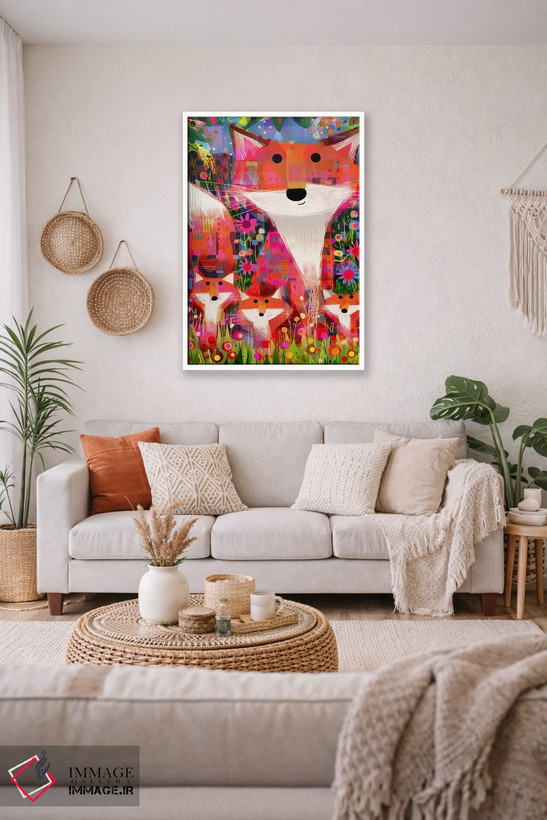 تابلو مدرن Foliage And Flowers,روباه ها، شاخ و برگ و گل ها اثر گارث لوکاس - D2W