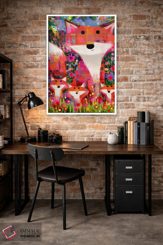 تابلو مدرن Foliage And Flowers,روباه ها، شاخ و برگ و گل ها اثر گارث لوکاس - D3W