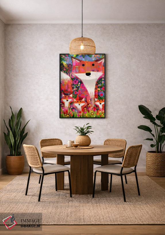 تابلو مدرن Foliage And Flowers,روباه ها، شاخ و برگ و گل ها اثر گارث لوکاس - D4B