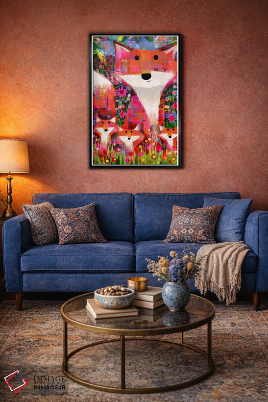 تابلو مدرن Foliage And Flowers,روباه ها، شاخ و برگ و گل ها اثر گارث لوکاس - D5B