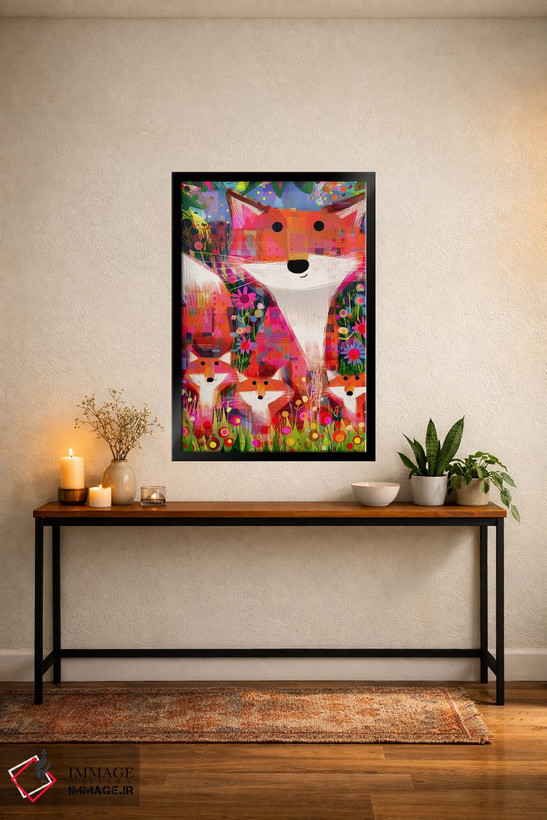 تابلو مدرن Foliage And Flowers,روباه ها، شاخ و برگ و گل ها اثر گارث لوکاس - D6B
