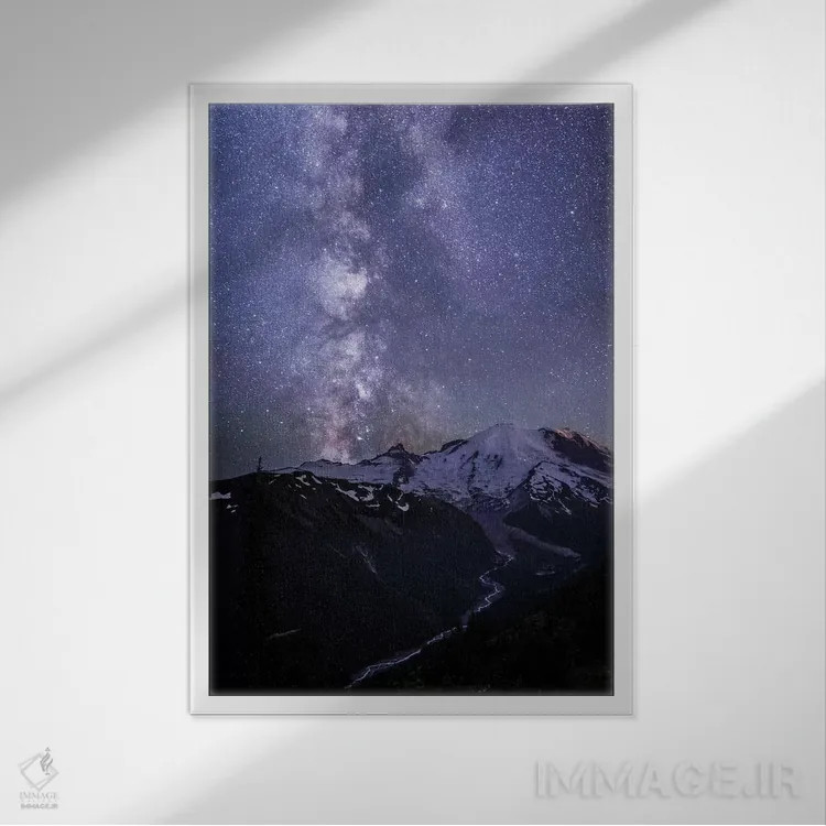 تابلو دکوراتیو Washington State. The Milky Way looms above Mt. Rainier, Mt. R… اثر گری لوهم - نمای قابدار سفید
