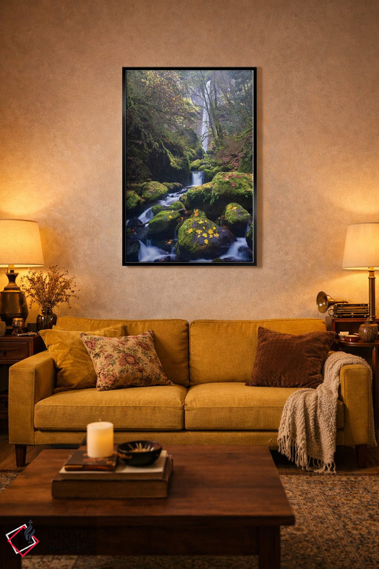 تابلو دکوراتیو Oregon. Autumn view of McCord Creek flowing below Elowah Falls… اثر گری لوهم - D4B