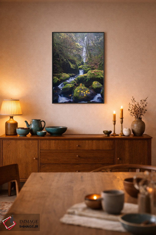 تابلو دکوراتیو Oregon. Autumn view of McCord Creek flowing below Elowah Falls… اثر گری لوهم - D6B