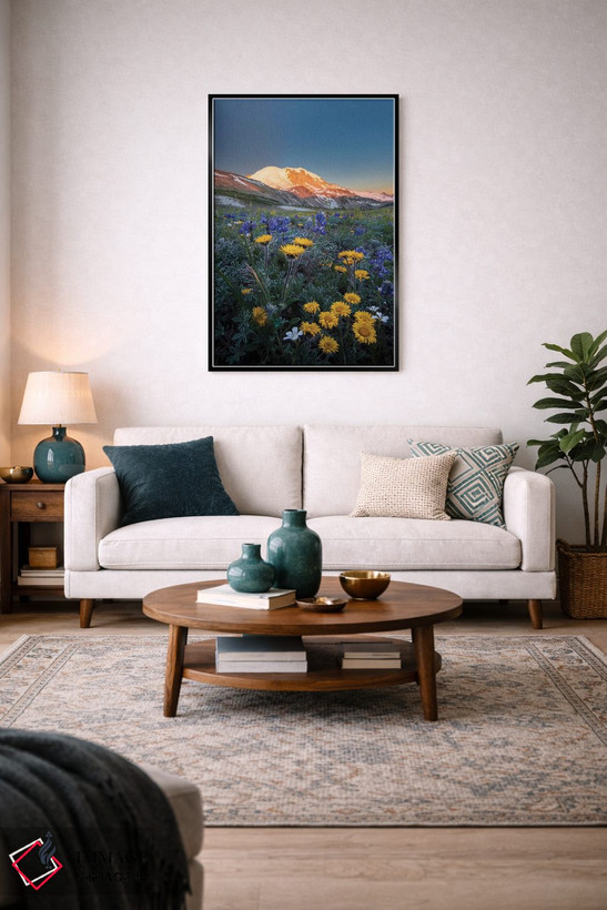 تابلو دکوراتیو Tolmie's Saxifrage and Alpine Golden Daisy,گل های وحشی آلپی: ل… اثر گری لوهم - D3B