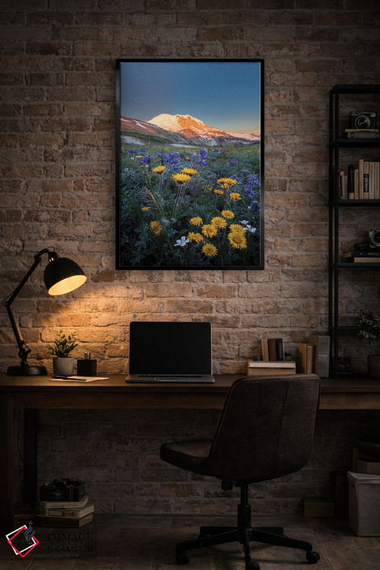 تابلو دکوراتیو Tolmie's Saxifrage and Alpine Golden Daisy,گل های وحشی آلپی: ل… اثر گری لوهم - D4B
